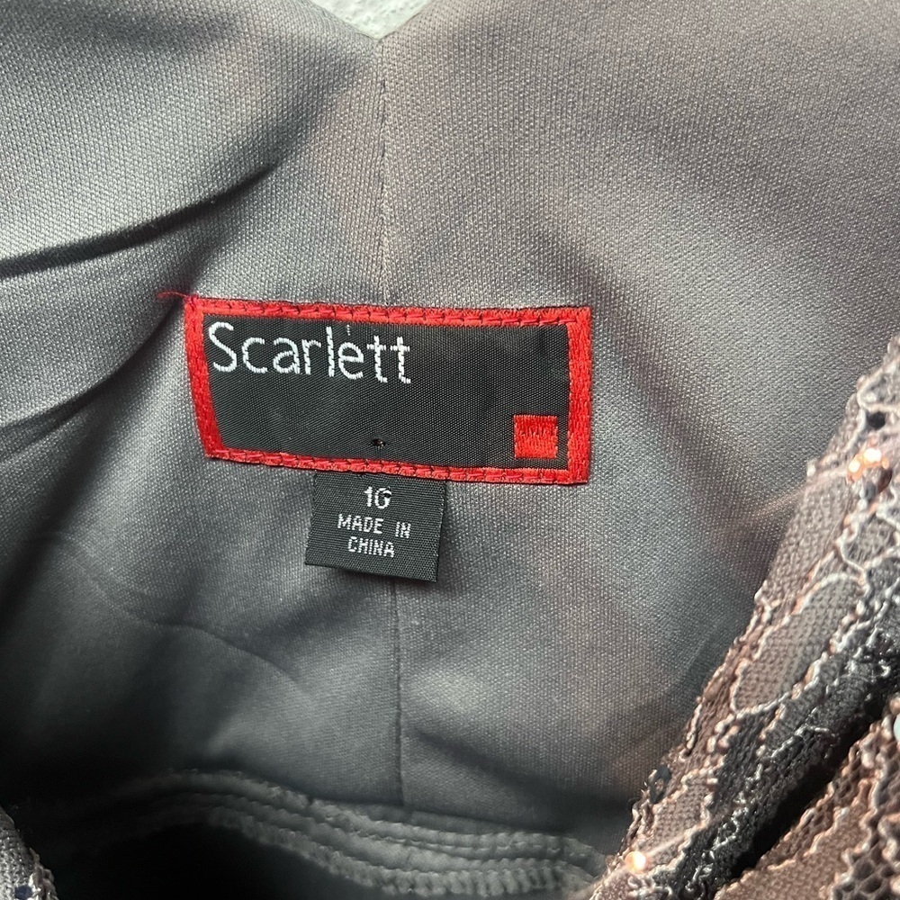 Scarlett Charcoal Lace Mini Dress. 10 - Picture 2 of 5